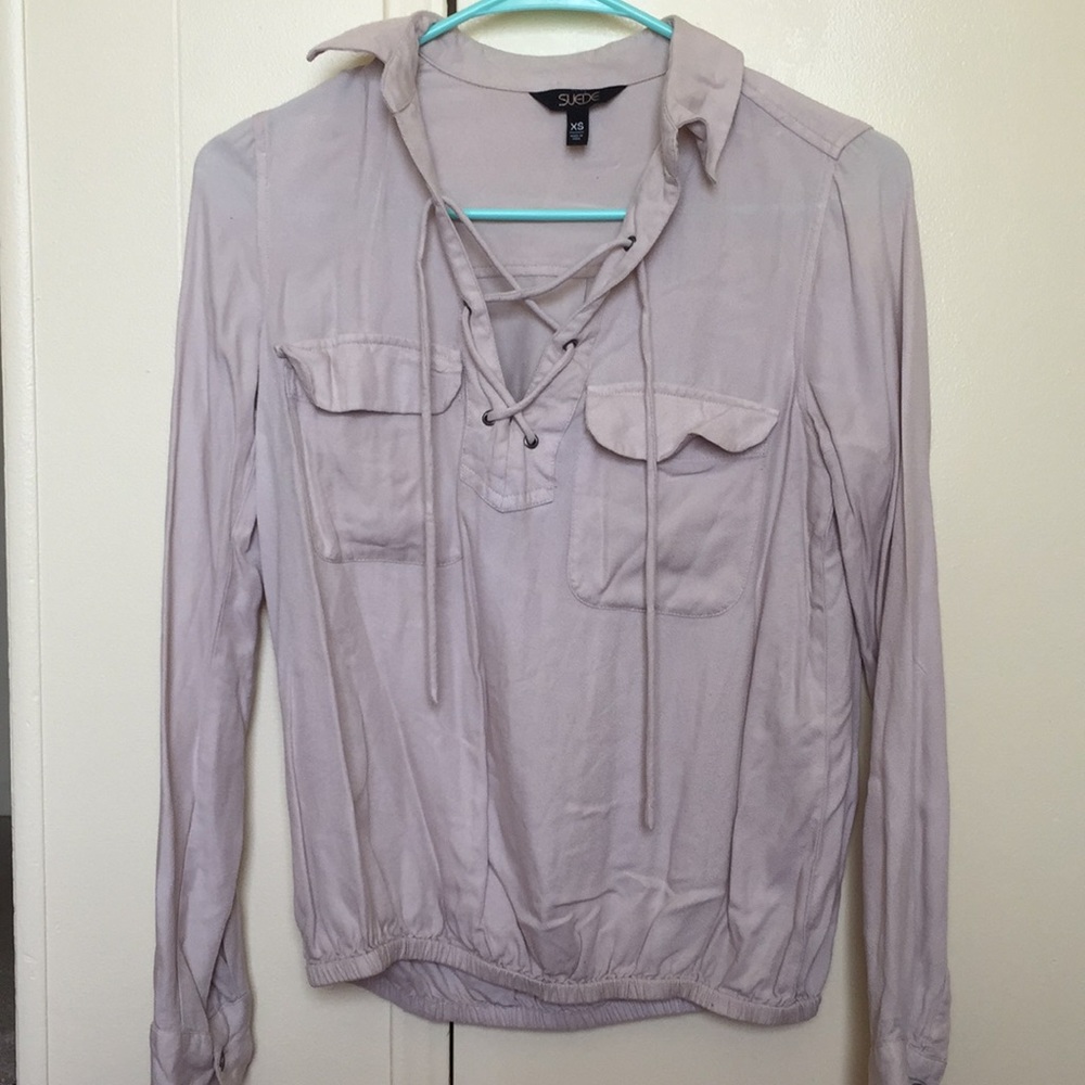 Khaki Lace up Top